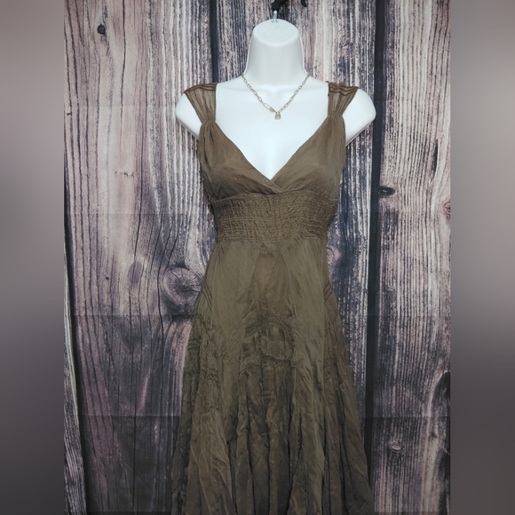 Ruth Elegant Brown Women's 100% Silk Dress Size 10 - Picture 2 of 7